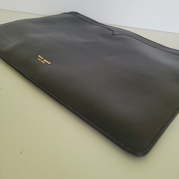 Kate Spade Laptop Sleeve Spencer Case Black Leather Padded Computer Pouch - Picture 8 of 11
